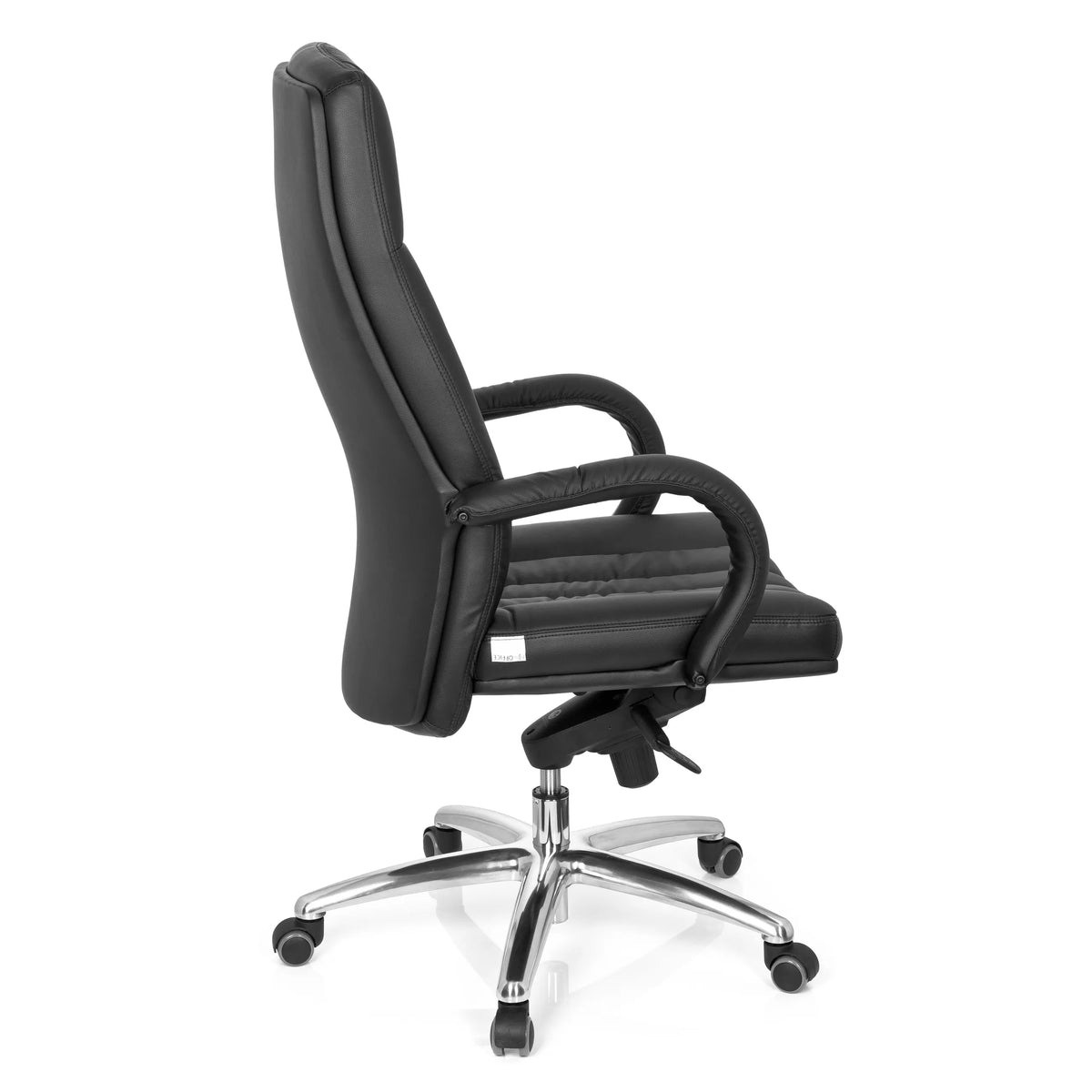 Sort drejestol XXL G 300 med stikninger, armlæn og femstjernet fodkryds med hjul fra hjh OFFICE – 360-graders visning (sideprofil 100°)