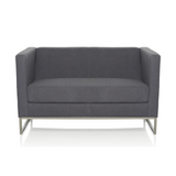 Mørkegrå Loungesofa BARBADOS som to-personers sofa med metalstel fra hjh OFFICE – 360-graders visning (forfra 0°)