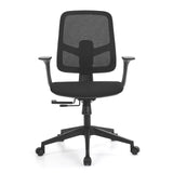 Sort Home Office kontorstol Malio med netryg og femhjulet fodkryds fra hjh OFFICE – 360-graders visning (forfra 0°)