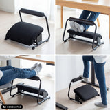 Justerbar Podi Velvet fodstøtte i sort i forskellige positioner fra hjh OFFICE (AI-genereret billede)