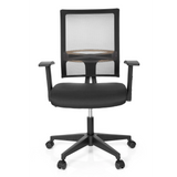 Schwarzer Homeoffice-Bürostuhl OFFICE R8 mit Netzrücken und Fußkreuz mit fünf Rollen von hjh OFFICE – 360-Grad-Ansicht (Frontansicht 0°)