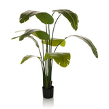 Grøn Kunstige plante BANANE med store blade i en sort potte fra hjh OFFICE – 360-graders visning (forfra 0°)