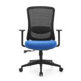 Blå og sort Home Office kontorstol Sedito med netryg og femhjulet fodkryds fra hjh OFFICE – 360-graders visning (forfra 0°)