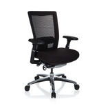 Sort High End kontorstol NOVA PRO ALU med netryg og femhjulet fodkryds fra hjh OFFICE – 360-graders visning (skråt forfra 40°)