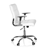Weißer Homeoffice-Bürostuhl ERNESTO mit gesteppter Polsterung und Fußkreuz mit fünf Rollen von hjh OFFICE – 360-Grad-Ansicht (Seitenprofil 80°)