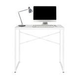 Hvidt skrivebord EASY UP H I med X-formet afstivning og tilbehør fra hjh OFFICE