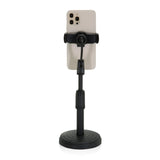 Sort Holder til mobiltelefon & tablet FLEXMOBI II med justerbar arm og rund fod fra hjh OFFICE