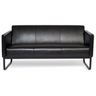 Sort loungesofa BALI BLACK som tre-personers sofa med læderbetræk og metalstel fra hjh OFFICE