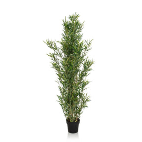 Grøn Kunstige plante BAMBUS med smalle blade i en sort plantepotte fra hjh OFFICE