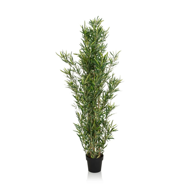 Grøn Kunstige plante BAMBUS med smalle blade i en sort plantepotte fra hjh OFFICE