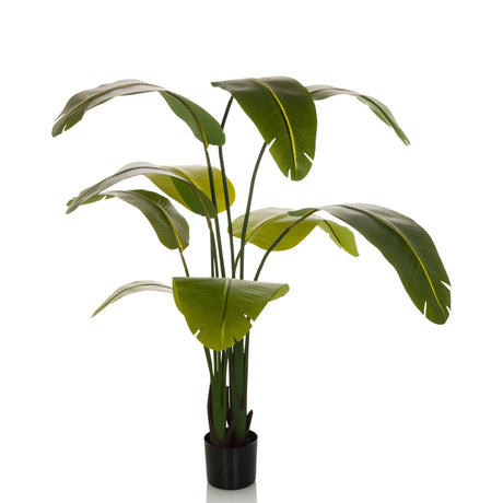 Grøn Kunstige plante BANANE med store blade i en sort potte fra hjh OFFICE
