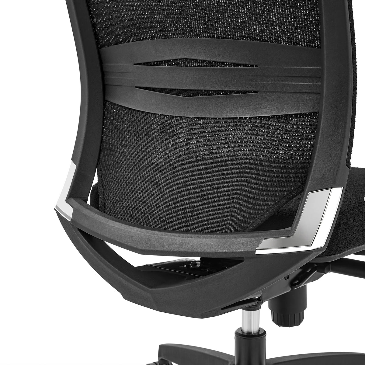 Rückseite der Netzrückenlehne des Profi-Bürostuhls PORTO MAX HIGH I in Schwarz von hjh OFFICE