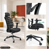 Professionel kontorstol ERGO LINE II PRO i sort med justerbare armlæn og fodkryds med hjul fra hjh OFFICE