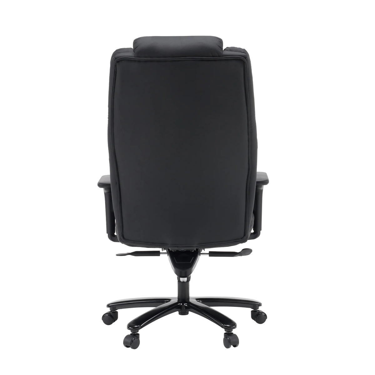 Bagside af XXL Pullmann Gen2 drejestol i sort kunstlæder med fem dobbelthjul fra hjh OFFICE