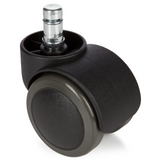 Sorte Stolehjul 5x ROLO 11mm/50mm til hårde gulve med sølvfarvet metalstift fra hjh OFFICE – 360-graders visning (forfra 0°)