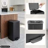 Sort Clean Step 4 papirkurv med fodpedal, inderbeholder og fingeraftryksbeskyttelse fra hjh OFFICE (AI-genereret billede)