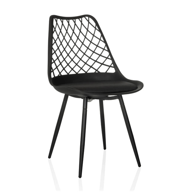 Sort Udendørs stol BEGIO S med gitterryglæn og fire slanke ben fra hjh LIVING