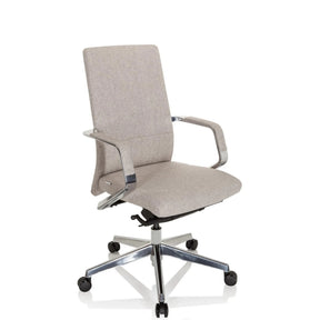 Professionel kontorstol BESSONA med beige stofbetræk og blanke aluminiumsarmlæn fra hjh OFFICE