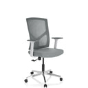 Grå Home Office kontorstol BRETON BASE W med netryglæn og sølvfarvet fodkryds fra hjh OFFICE