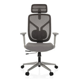Grå High End kontorstol CASSILIS W med netryg og femstjernet fodkryds med hjul fra hjh OFFICE – 360-graders visning (forfra 0°)