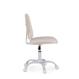 Sidevisning af drejestol til børn Lumikid i beige med hvidt fodkryds og hjul fra hjh OFFICE