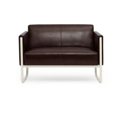 Brun loungesofa ARUBA som twosetter med sølvfarvet metalstel fra hjh OFFICE – 360-graders visning (forfra 0°)