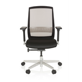 Sort High End kontorstol FOUNTAINE med netryg og femhjulet fodkryds fra hjh OFFICE – 360-graders visning (forfra 0°)