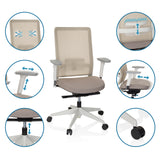 Justerbare funktioner på Professionel kontorstol PURE WHITE i beige fra hjh OFFICE