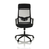 Sort Home Office kontorstol NEKEO med netryg og femhjulet fodkryds fra hjh OFFICE – 360-graders visning (forfra 0°)