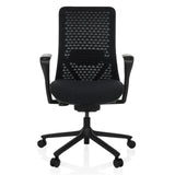 Sort High End kontorstol VERVIO med netryg og femhjulet fodkryds fra hjh OFFICE – 360-graders visning (forfra 0°)