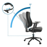 Justerbart ryglæn med en hældningsvinkel på 90° på Professionel kontorstol MATHES fra hjh OFFICE
