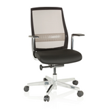 Sort High End kontorstol FOUNTAINE PRO med netryg og femstjernet fodkryds med hjul fra hjh OFFICE – 360-graders visning (forfra 20°)
