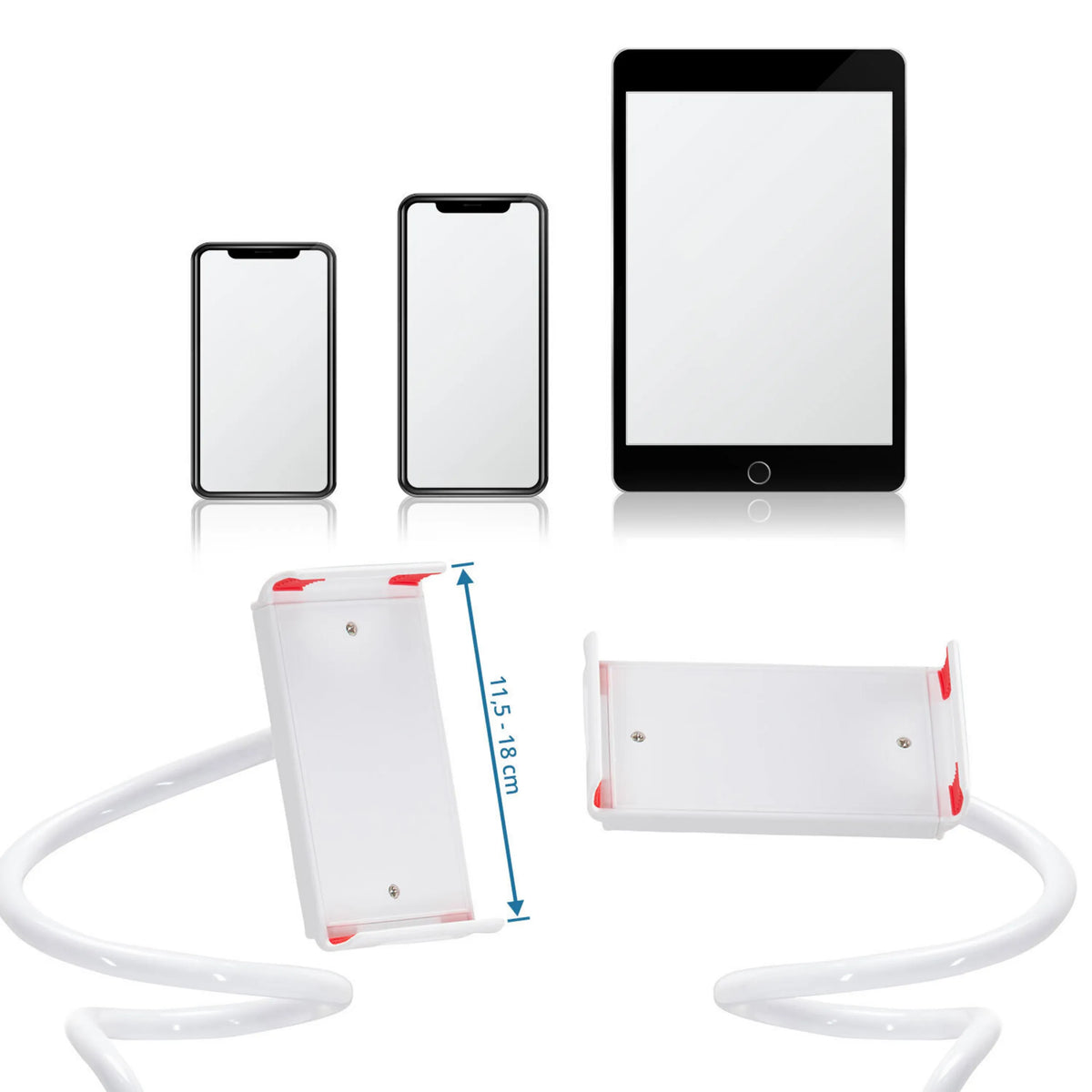 Hvid Holder til mobiltelefon & tablet FLEXMOBI I med en bredde på 11,5 - 18 cm fra hjh OFFICE
