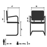 Teknisk tegning af Frisvinger CAPTIVO PRO V med en bredde på 56 cm fra hjh OFFICE