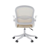Bagsiden af Naluro Home Office kontorstol i beige med netryglæn og hvidt fodkryds fra hjh OFFICE