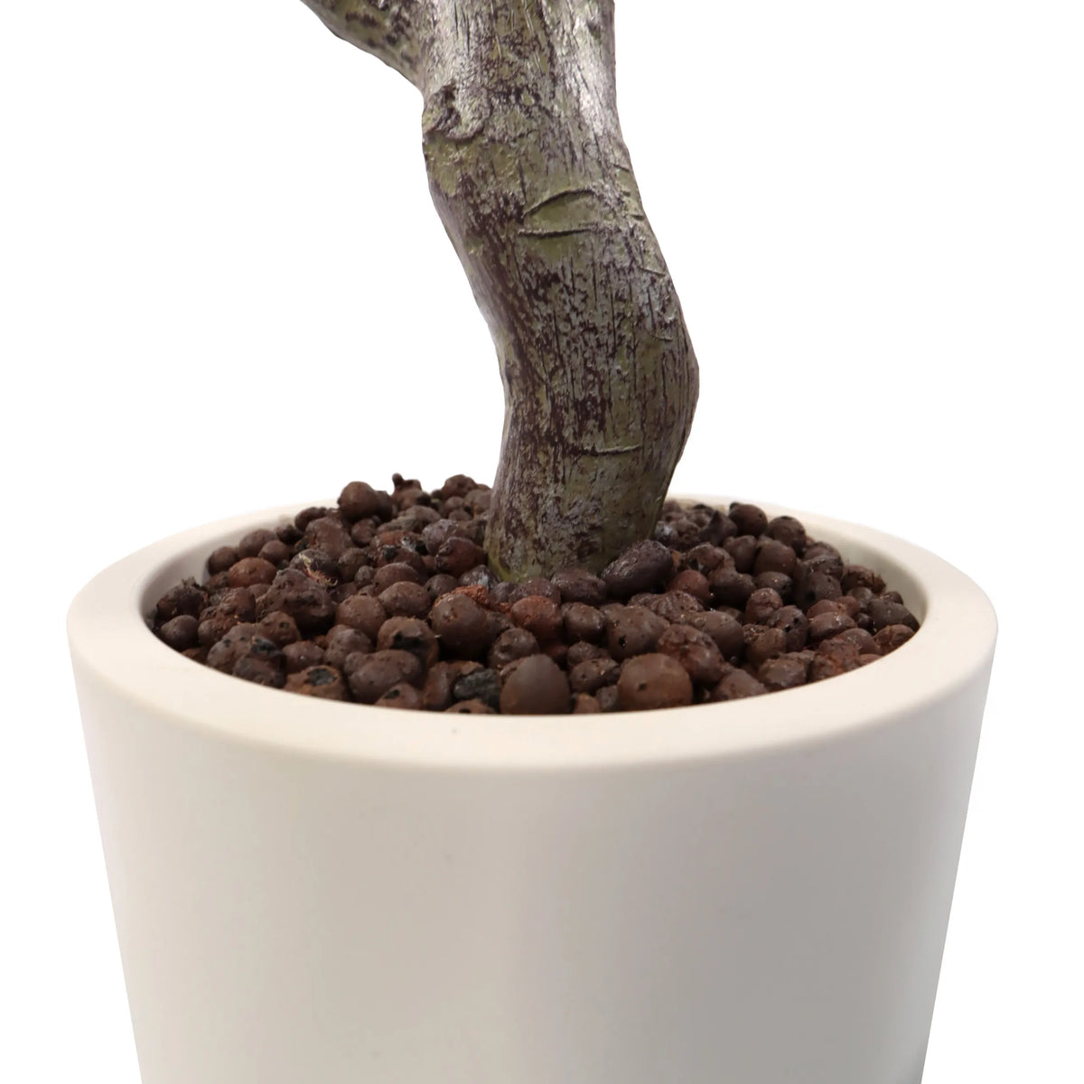 Stamme og hvid plantepotte med lerperler fra den Kunstige plante Garcinia fra hjh OFFICE