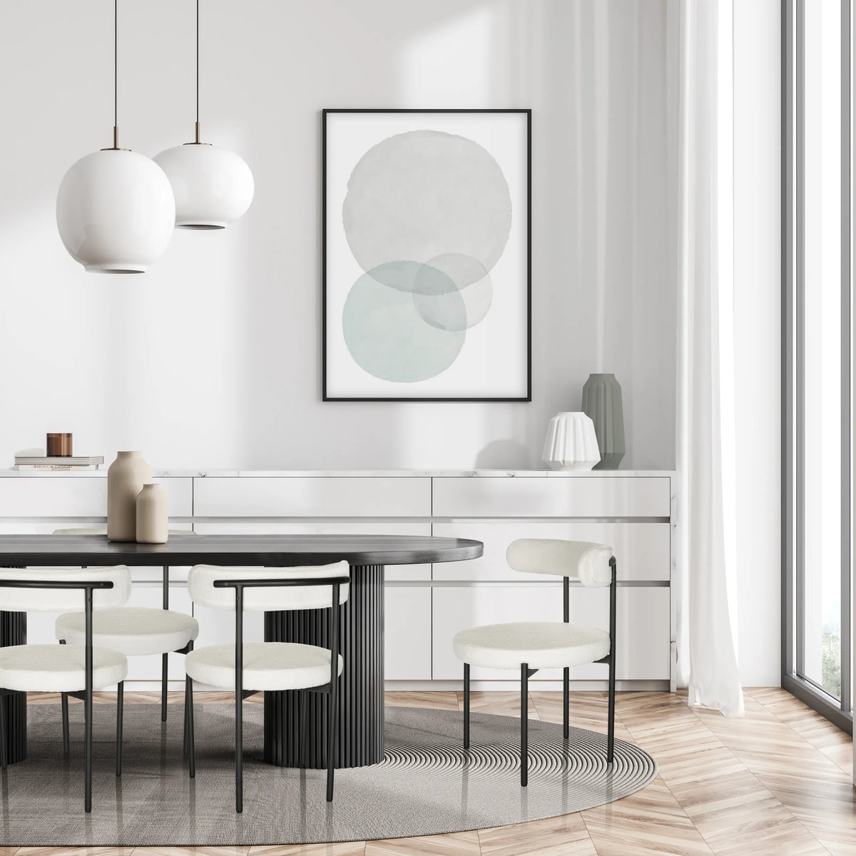 Hvid polstret stol TEDIO med sorte metalben i et moderne boligmiljø fra hjh OFFICE