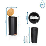 Måltegning af CLEAN BAMBOO Papirkurv med 30 l volumen og en højde på 91 cm fra hjh OFFICE