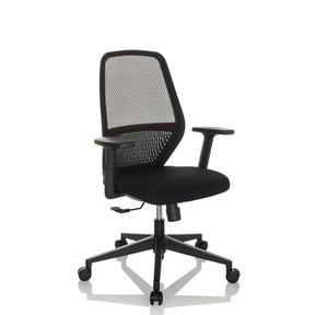 Professionel kontorstol CARLOW I i sort med netryglæn og armlæn fra hjh OFFICE