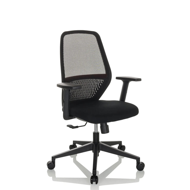 Professionel kontorstol CARLOW I i sort med netryglæn og armlæn fra hjh OFFICE