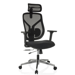 High End kontorstol CASSILIS B med sort netbetræk og nakkestøtte fra hjh OFFICE
