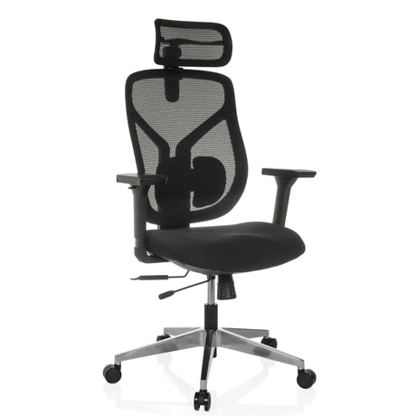 High End kontorstol CASSILIS B med sort netbetræk og nakkestøtte fra hjh OFFICE