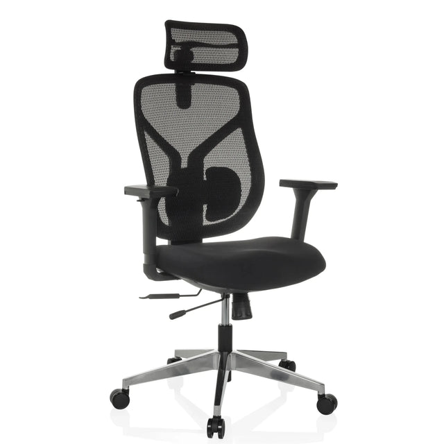 High End kontorstol CASSILIS B med sort netbetræk og nakkestøtte fra hjh OFFICE