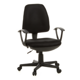 Schwarzer Homeoffice-Bürostuhl CITY 10 mit Netzrücken, Armlehnen und Fußkreuz mit fünf Rollen von hjh OFFICE – 360-Grad-Ansicht (Frontansicht 20°)
