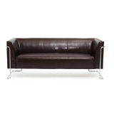 Brun loungesofa CURACAO som 3-personers sofa med forkromet stel fra hjh OFFICE – 360-graders visning (forfra 0°)