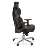 Sort Spillestol GAMEBREAKER COLOSSUS med armlæn og blankt femstjernet fodkryds med hjul fra hjh OFFICE – 360-graders visning (sideprofil 80°)