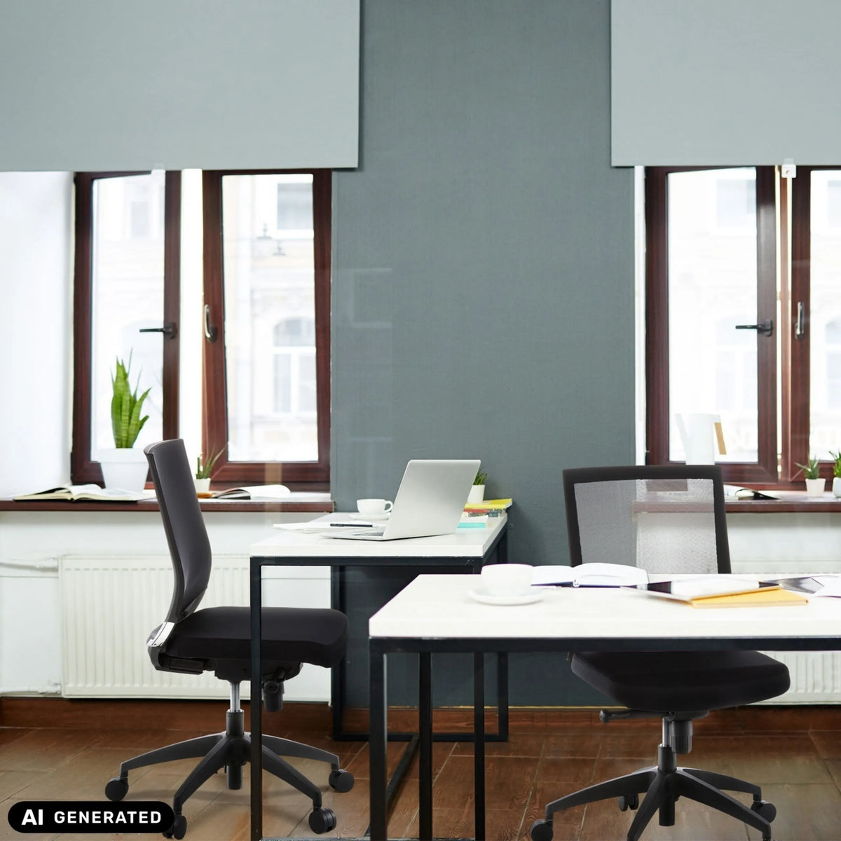 Professionel kontorstol PORTO PRO i sort i et kontor fra hjh OFFICE (AI-genereret billede)
