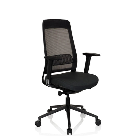 Professionel kontorstol CHIARO T1 BLACK i sort med netryglæn og armlæn fra hjh OFFICE