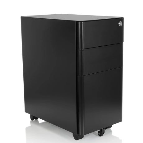 Sort Rullecontainer COLOR I i metal med tre skuffer og hjul fra hjh OFFICE