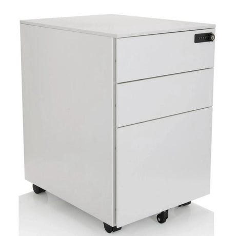 Hvid metal Rullecontainer COLOR OS I med tre skuffer og hjul fra hjh OFFICE